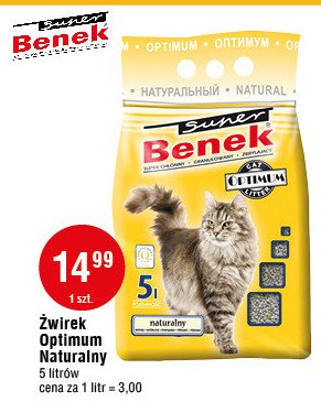 Żwirek dla kota zbrylający naturalny Benek promocja