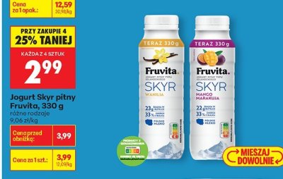 Jogurt Skyr pitny Fruvita wanilia 330g promocja w Biedronka