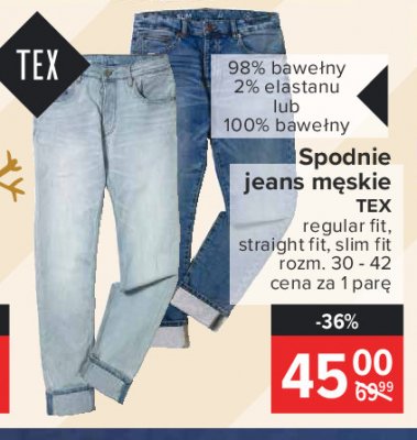 Spodnie jeans męskie regular fit 30-42 Tex promocja