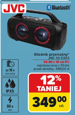 Głośnik xs-e843 Jvc promocja w Carrefour