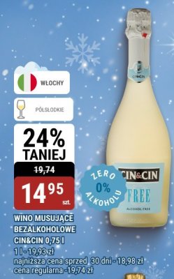 Wino musujące bezalkoholowe Cin&Cin 0,75 l promocja w bi1