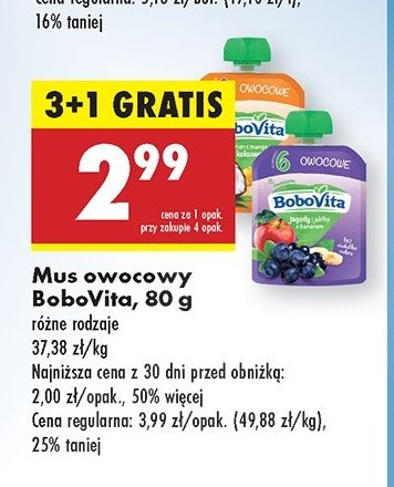 Banan z owocami i mlekiem kokosowym Bobovita przyjaciele promocja w Biedronka