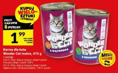 Karma dla kota Wonder Cat mokra, 415 g różne rodzaje promocja w Twój Market