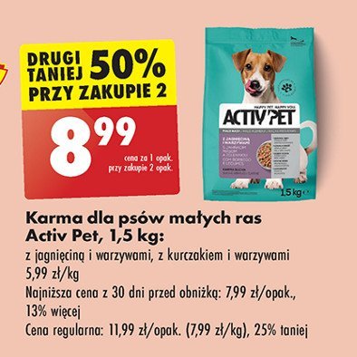 Karma dla psa z jagnięciną i warzywami małe rasy Activ pet promocja