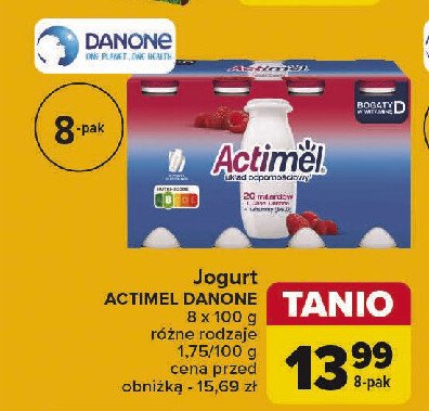 Jogurt malina Actimel promocja w Carrefour Market