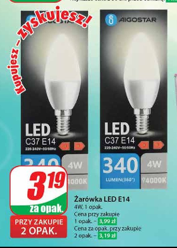 Żarówka led 4w e14 Aigostar promocja