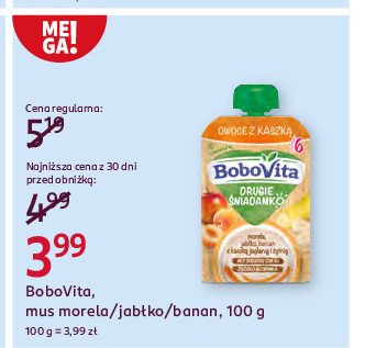 Kaszka morela jabłko banan Bobovita promocja w Rossmann