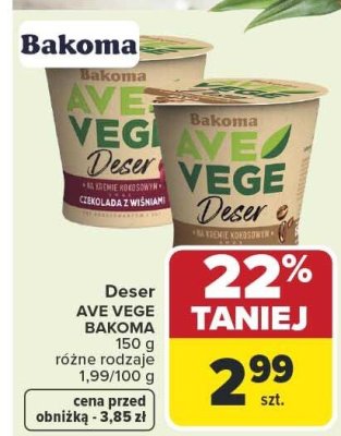 Deser AVE VEGE BAKOMA 140g różne rodzaje promocja w Carrefour