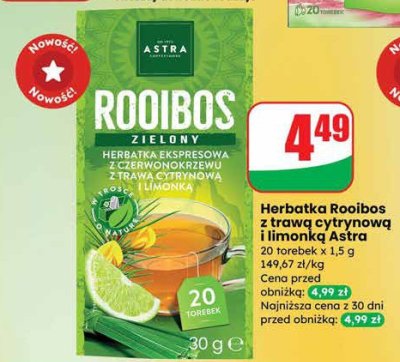 Herbatka Rooibos z trawą cytrynową i limonką  promocja w Dino