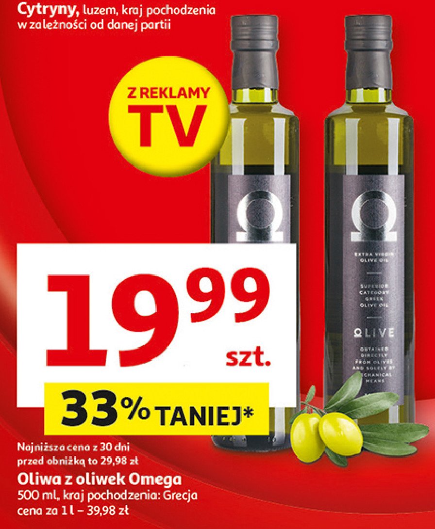 Oliwa z oliwek superior extra vergine Omega olive promocja w Auchan