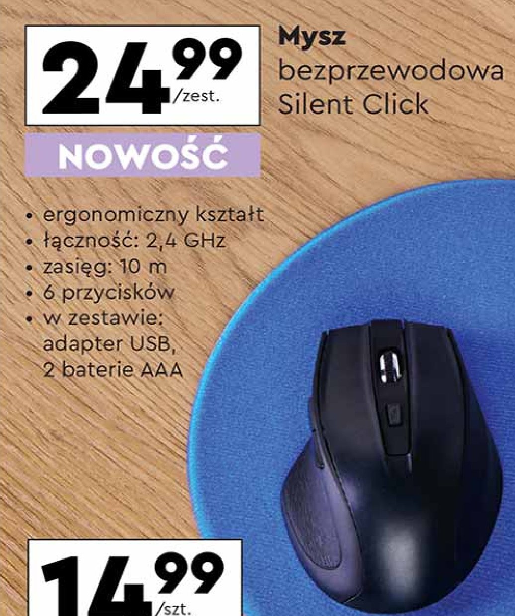 Mysz bezprzewodowa silent click Setty promocja w Biedronka