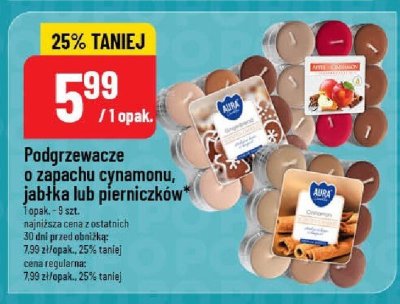 Podgrzewacze o zapachu cynamonu, jabłka lub pierniczków promocja w POLOmarket