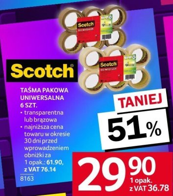 Taśma pakowa uniwersalna Scotch promocja w Selgros