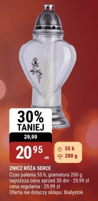 Znicz róża serce 55 h 200 g promocja w bi1