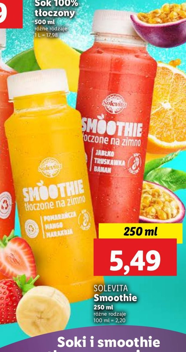 Smoothie jabłko- truskawka- banan Solevita promocja w Lidl