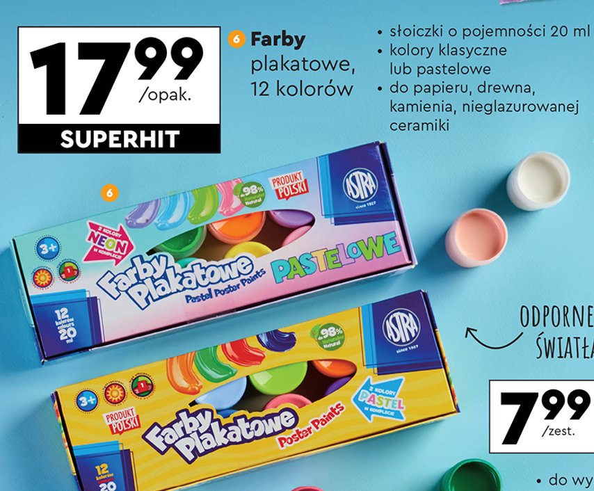 Farby plakatowe pastelowe Astra promocja