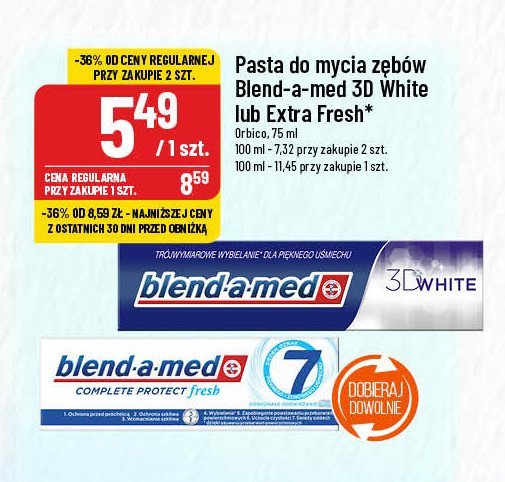 Pasta do zębów doskonałe odświeżanie Blend-a-med complete protect fresh 7 promocja