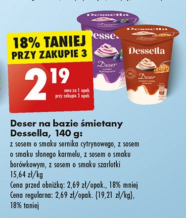 Deser na bazie śmietany z sosem o smaku szarlotki Dessella promocja