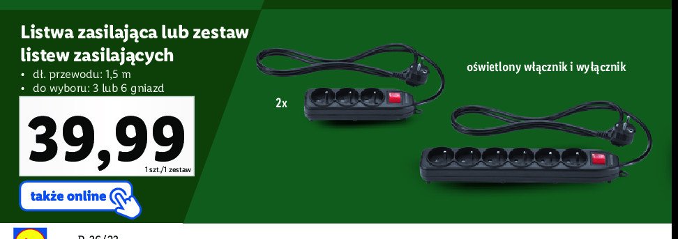 Listwa zasilaj膮ca 6-gniazdkowa Parkside promocja