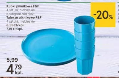 Kubki piknikowe plastikowe niebieskie f&f promocja