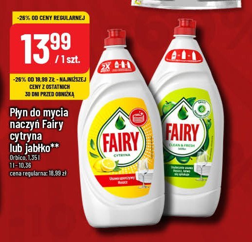 Płyn do mycia naczyń apple Fairy promocja