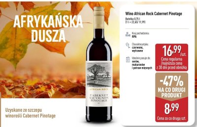 Wino African Rock Cabernet Pinotage promocja w Aldi