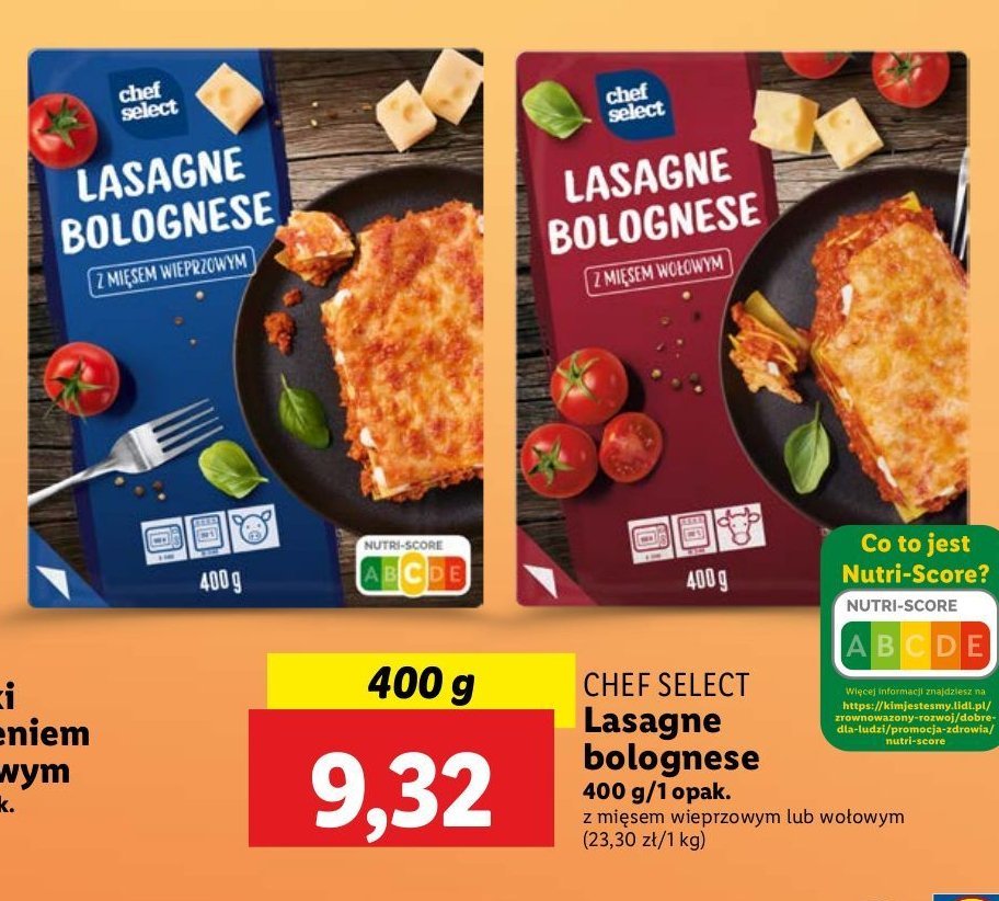 Lasagne bolognese z mięsem wołowym Chef select promocja