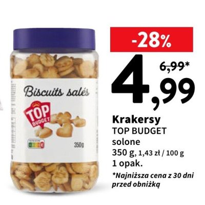 Krakersy solone TOP BUDGET promocja w Intermarche