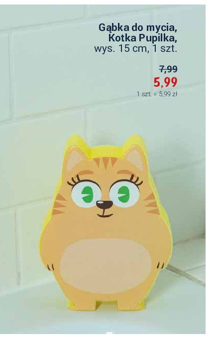Gąbka do mycia kotka pupilka 15 cm promocja