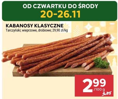 Kabanosy klasyczne tarczyński, wieprzowe, drobiowe promocja w Stokrotka