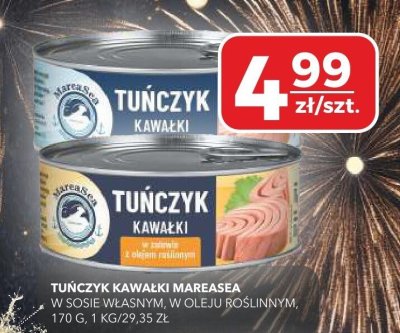 Tuńczyk kawałki Mareasea w sosie własnym, w oleju roślinnym promocja w Top Market