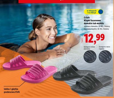 Klapki basenowe damskie lub męskie Crivit promocja w Lidl