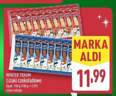 Lizaki czekoladowe WINTER TRAUM różne rodzaje promocja w Aldi