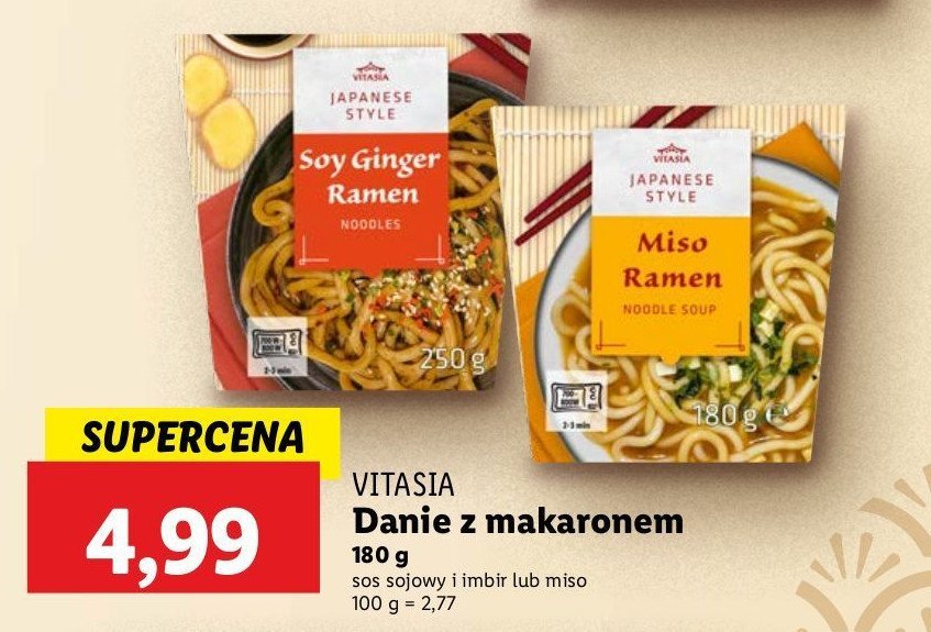 Danie z makaronem z sosem sojowym Vitasia japan promocja w Lidl
