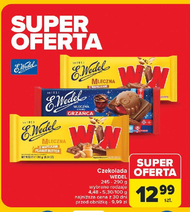 Czekolada mleczna grzaniec E. wedel promocja w Carrefour Market