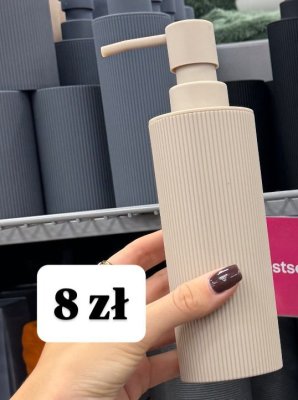 Dozownik do mydła beżowy z prążkowaną teksturą promocja w Pepco