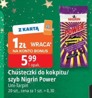 Chusteczki do kokpitu/szyb Nigrin Power promocja w Leclerc