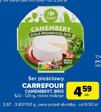 Ser camembert z ziołami prowansalskimi Carrefour promocja