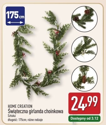 Świąteczna girlanda choinkowa HOME CREATION promocja w Aldi