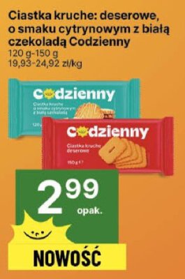 Ciastka kruche: deserowe, o smaku cytrynowym z białą czekoladą Codzienny promocja w Delikatesy Centrum