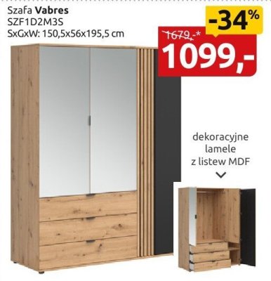 Szafa Vabres SZF1D2M3S promocja w Black Red White