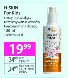 Spray ułatwiający rozczesywania włosów kręconych dla dzieci Hiskin for kids promocja w Hebe