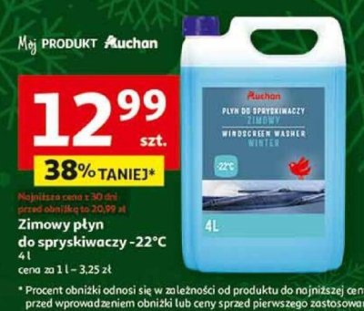 Zimowy płyn do spryskiwaczy -22°C Auchan 4l promocja w Auchan