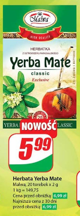 Herbata yerba mate Malwa tea promocja w Dino