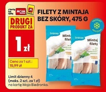 Filety z Mintaja drugi bez skóry, 475 g promocja w Biedronka