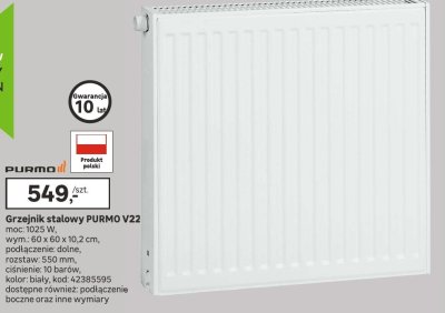 Grzejnik stalowy PURMO V22 promocja w Leroy Merlin