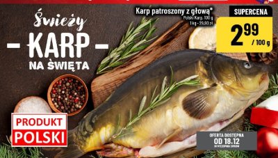 Karp patroszony z głową promocja w POLOmarket