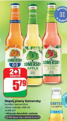 Napój piwny Somersby butelka bezrwrotna różne rodzaje promocja w Dino