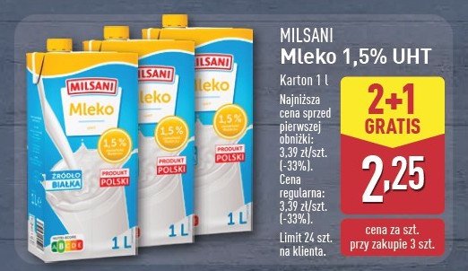 Mleko 1.5% Milsani promocja