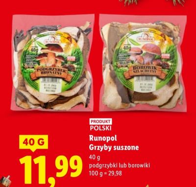Grzyby suszone borowiki  promocja w Lidl